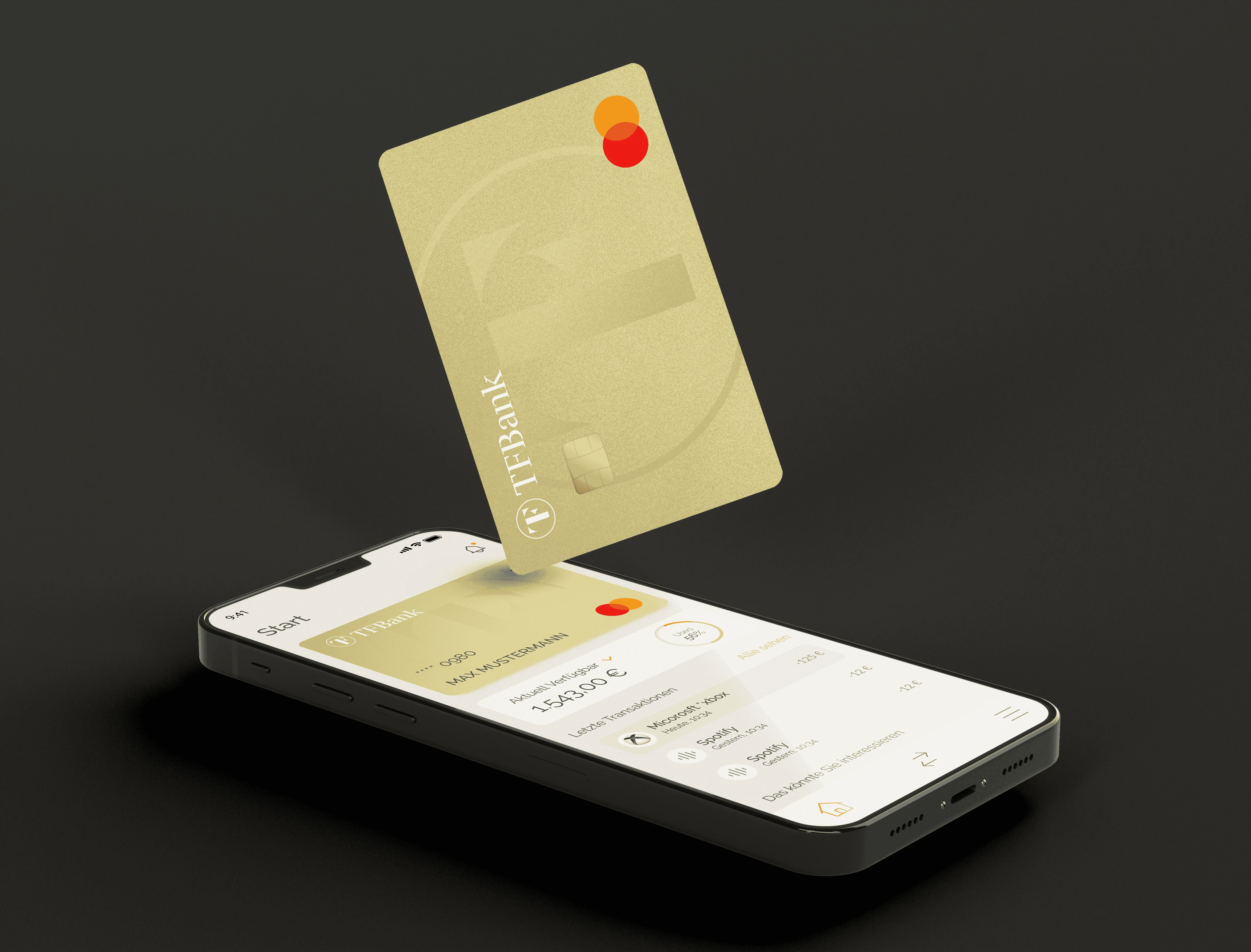 TF Bank App, Angled Card