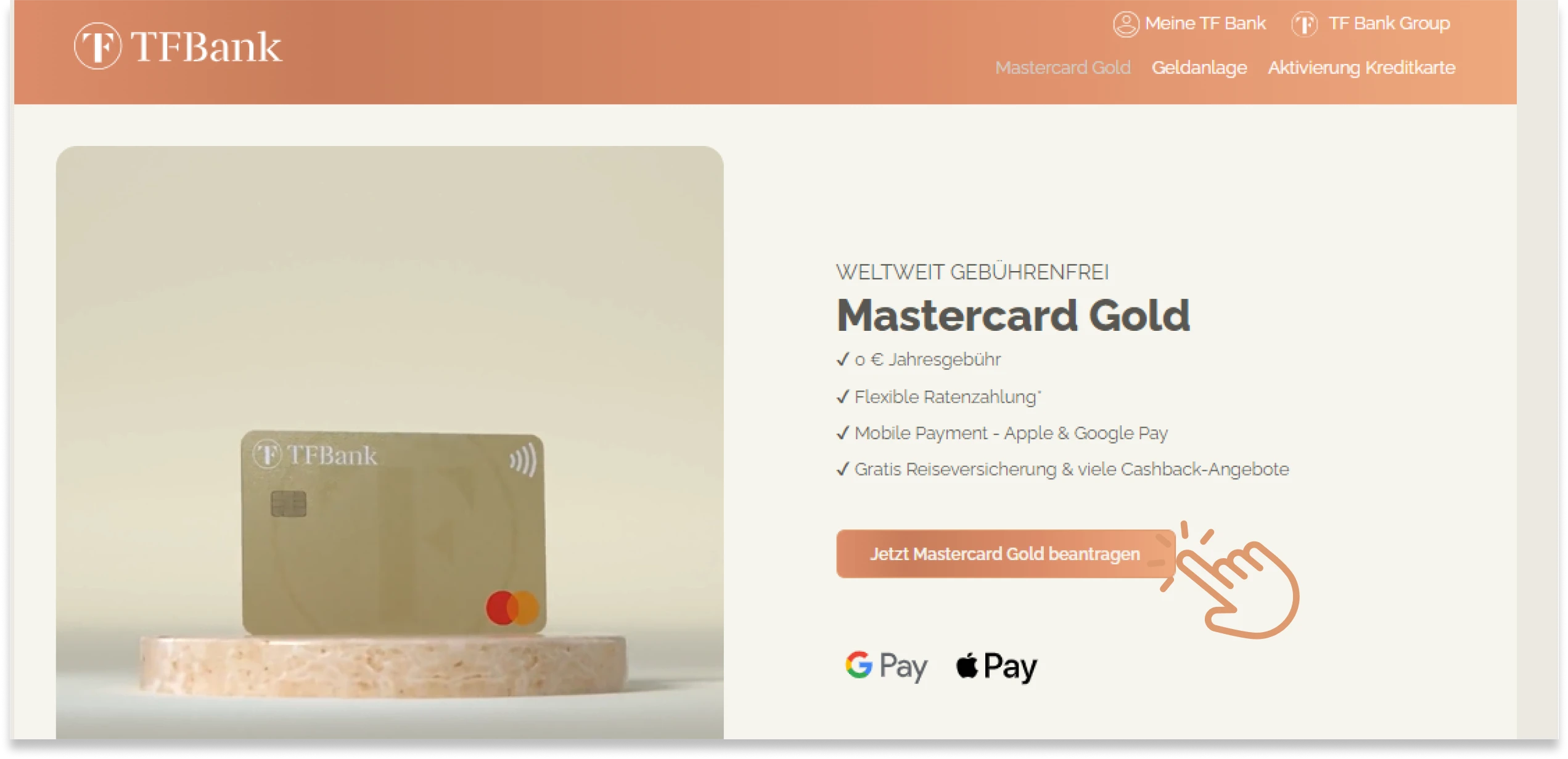 TF Bank Mastercard Gold Seite