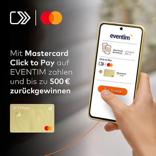 TF Bank Vorteilsclub: Mastercard Click to Pay in der App aktivieren und Chance auf 500 € sichern.