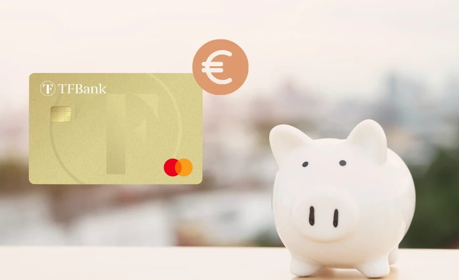 Abgebildet ist ein Sparschwein und danben die TF Mastercard Gold.